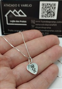 Conjunto Colar + Pingente Coração com Menininho em Prata 925 – Amor e Significado