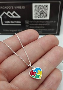 Colar Veneziana com Pingente Autismo em Prata 925 – Delicado e Cheio de Significado