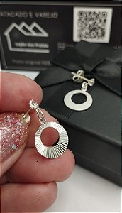 Brinco Círculo Diamantado com ponto de luz em Prata 925
