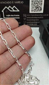 Corrente Cartier Elos Longos com 60 cm x 0,6 cm em Prata 925