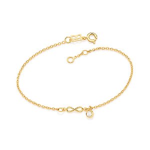 PULSEIRA FOLHEADO A OURO INFINITO COM ZIRCÔNIA. MED 19CM ROMMANEL 551764