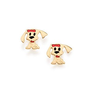 BRINCO INFANTIL FOLHEADO A OURO CACHORRO COM APLICAÇÃO DE RESINA. MED 1CM ROMMANEL 524942