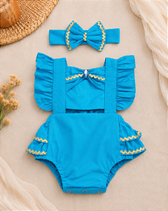 Romper Princesa Jasmine Bebê Menina com Laço
