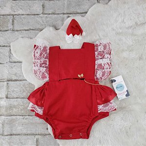 Romper Natalino Bebê - Vermelho de Rendinha