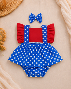 Romper Galinha Pintadinha com Saia e Laço para Bebê Menina