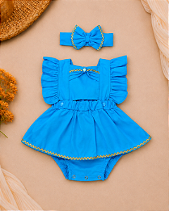 Romper Jasmine com Pedrinha e Saia para Bebê Menina
