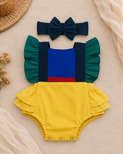 Romper Mulan com Laço para Bebê Menina