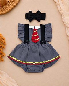 Romper Temático Harry Potter com Faixa para Bebê Menina