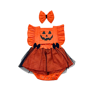 Romper Hallowen Bebê com Lacinho
