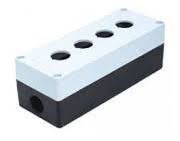 Caixa de Botoeira em PVC Vazia para 4 botões Ø 22mm - HJ9-4, na cor branca/preta.