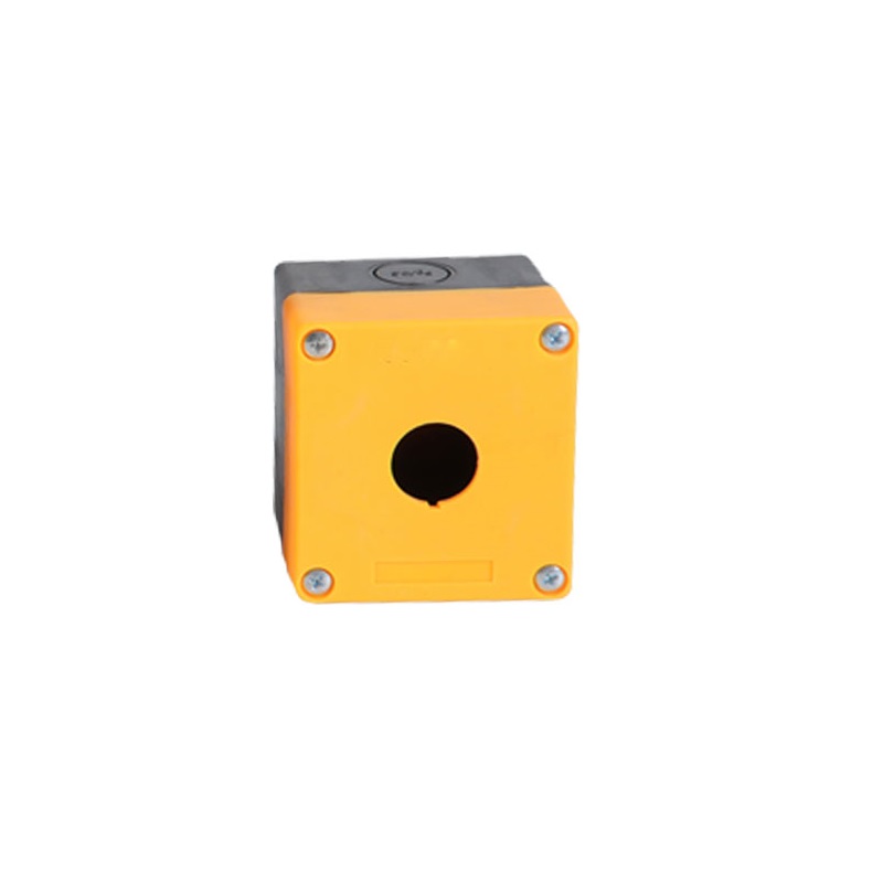 Caixa de Botoeira em PVC Vazia para 1 botão Ø 22mm - HJ9-1Y, na cor amarela/preta.