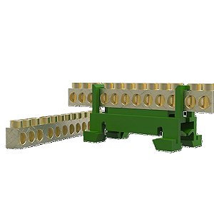 ENERBRÁS SBTNE12T – Barramento Terra Verde 16mm² para Trilho DIN | 12 Polos