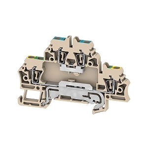 WEIDMÜLLER ZDK 2.5N-PE – Conector Duplo Mola 2,5 mm² com PE e Neutro | Bege