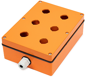 WERIX BTA – Caixa Botoeira Metálica Alumínio Laranja IP66 | Furação Ø22mm