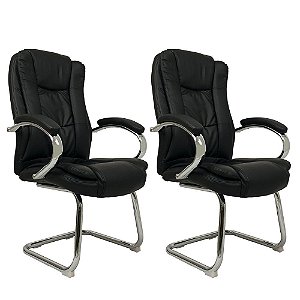 Par de Cadeiras de Escritorio Comfy Virtuous Preta, Base Fixa