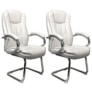 Par de Cadeiras de Escritorio Comfy Virtuous Off White, Base Fixa