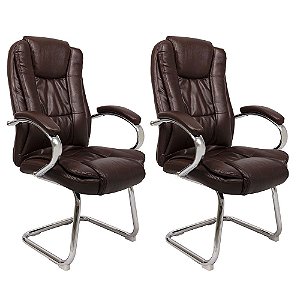 Par de Cadeiras de Escritorio Flexy Virtuous Marrom, Base Fixa