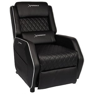 Poltrona Gamer Xperience Comfy Preta com Cinza Reclinável com Revestimento em PVC