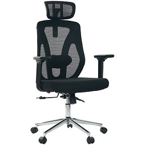 Cadeira de Escritório Comfy Profile Preta Espuma Injetada Tela Mesh Preta e Relax Avançado