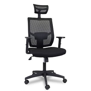 Cadeira de Escritório Comfy Masterly Tela Mesh Preta, Base Giratória e Sistema Relax
