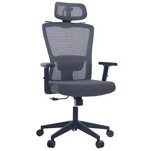Cadeira de Escritório Ergonômica Comfy Stance Plus Tela Mesh Cinza, Base Giratória e Sistema Relax