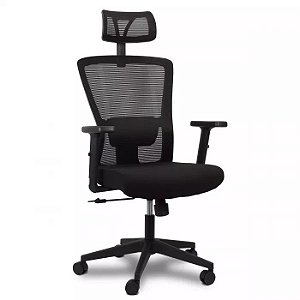 Cadeira de Escritório Comfy Stance Evo Tela Mesh Preta, Base Giratória e Relax Avançado