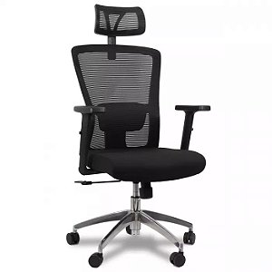 Cadeira de Escritório Comfy Stance Top Tela Mesh Preta, Base Alumínio e Relax Avançado