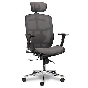 Cadeira de Escritório Comfy ErgoPro Tela Mesh Cinza, Braço Ajustável e Relax Avançado