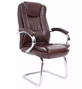 Cadeira de Escritório Comfy Virtuous Marrom, Base Fixa Cromada