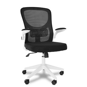 Cadeira de Escritório Flexy Way Branca Tela Mesh Preta, Base Giratória