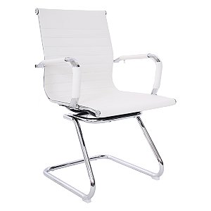 Cadeira Visitante Comfy Nifty Branca Base Fixa Cromada