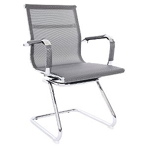 Cadeira de Visitante Comfy Neat em Tela Cinza, Base Fixa