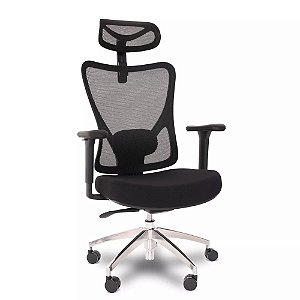 Cadeira de Escritório Comfy Harmony Tela Mesh Preta, Base Alumínio e Relax Avançado