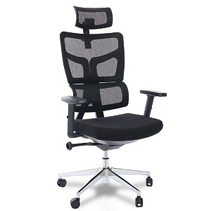Cadeira de Escritório Comfy Solus Tela Mesh Preta, Base Giratória, Braço Ajustável, Relax Avançado