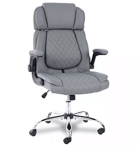 Cadeira de Escritório Comfy ErgoCush Estofada Cinza, Base Giratória e Relax Avançado