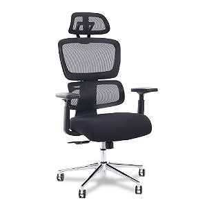 Cadeira de Escritório Comfy Nexus Tela Mesh Preta, Braço Ajustável e Relax Avançado - Garantia Total de 24 meses