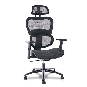 Cadeira de Escritório Comfy Zephyr Tela Mesh Preta, Braço 3D e Relax Avançado - Garantia Total de 24 meses