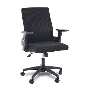 Cadeira de Escritório Flexy Lumos Preta em Tecido Fresh, Base Giratória e Sistema Relax