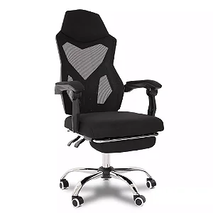 Cadeira de Escritório Flexy Evo Preta Tela Mesh Preta, Giratória, Descanso de Pés e Relax