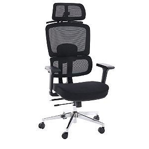 Cadeira de Escritório Comfy Aura Preta Tela Mesh Preta, Braço 4D e Assento e Encosto Ajustáveis