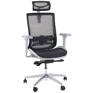 Cadeira de Escritório Comfy Aero Cinza Tela Mesh Preta, Braço 4D, Multi Regulagens Assento e Encosto Garantia