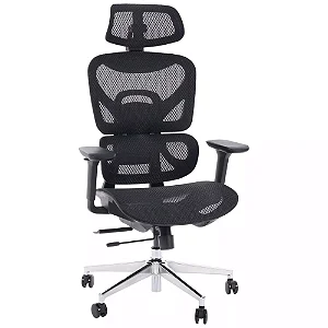 Cadeira de Escritório Comfy Aryan Tela Mesh Preta, Braço 4D e Assento Deslizante - Relax
