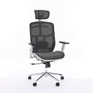 Cadeira de Escritório Comfy ErgoPro Cinza Tela Mesh Cinza, Braço Ajustável e Relax Avançado