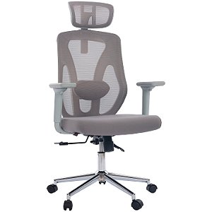 Cadeira de Escritório Comfy Profile Cinza Espuma Injetada Tela Mesh Cinza e Relax Avançado