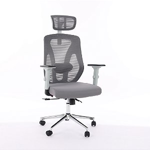 Cadeira de Escritório Comfy Profile Cinza Tela Mesh Cinza e Relax Avançado