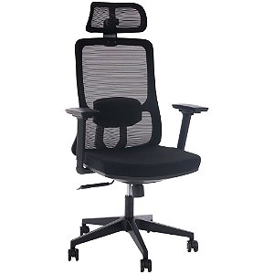 Cadeira de Escritório Comfy Turya Tela Mesh Preta, Base Giratória e Braço 3D