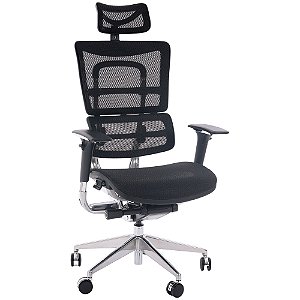 Cadeira de Escritório Comfy Polaris Tela Mesh Preta, Estrutura em Alumínio, Multiplas Regulagens