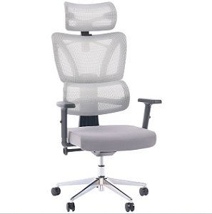 Cadeira de Escritório Comfy Bliss Preta Tela Mesh Cinza, Giratória, Encosto Ajustável e Relax Avançado