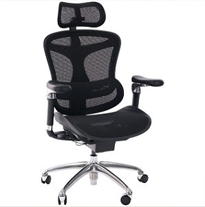 Cadeira de Escritório Comfy Sihoo Duve Tela Mesh Preta Base Alumínio, Múltiplos Ajustes Braço 6D
