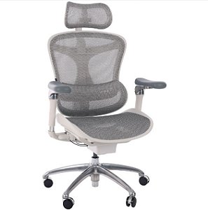 Cadeira de Escritório Comfy Sihoo Duve Tela Mesh Cinza Base Alumínio, Múltiplos Ajustes Braço 6D